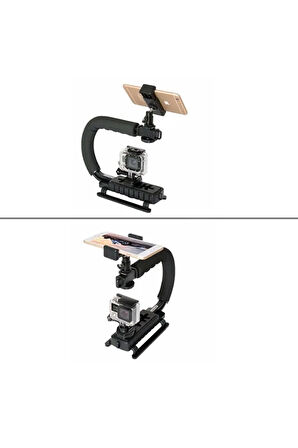 Kamera Üstü Montaj Aparatı Bilyeli Mafsal Oynar Başlı ve Telefon Tutucu Kamera Telefon Tutamacı MFS1