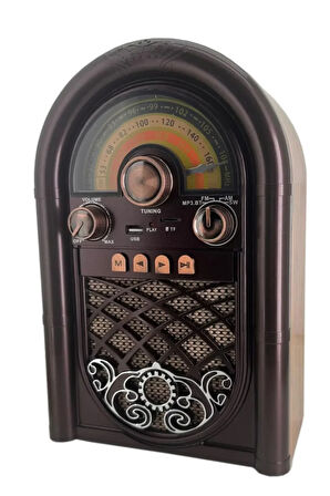 Retro Radyo Taşınabilir Bluetooth Speaker Ve Hoparlör Ahşap Kaplama Klasik Antika Tarzı R-1950-BTL