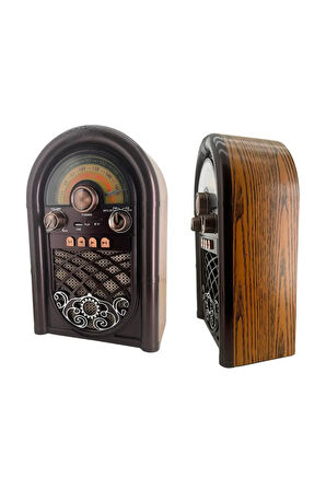 Retro Radyo Taşınabilir Bluetooth Speaker Ve Hoparlör Ahşap Kaplama Klasik Antika Tarzı R-1950-BTL