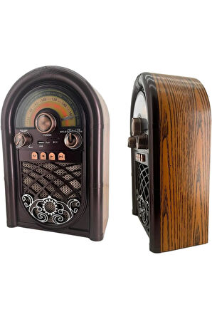 Retro Radyo Taşınabilir Bluetooth Speaker Ve Hoparlör Ahşap Kaplama Antika Tarzı R-1950BTL BORDO