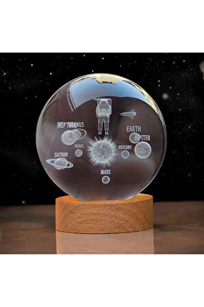 Cam Küre Işıklı Masaüstü Aydınlatma Oda Ve Salon Gece Lambası Dekoratif 6cm X 6cm