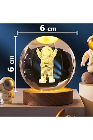 Cam Küre Işıklı Masaüstü Aydınlatma Oda Ve Salon Gece Lambası Dekoratif 6cm X 6cm
