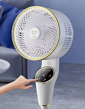 Coverzone 90cm Ultra Sessiz Ayaklı Vantilatör Uzaktan Kumandalı 360 Derece Dönüş, Dijital Ekranlı Ayarlanabilir 3 Farklı Boy Masaüstü Veya Zeminde Kullanım CVR-MX45 (Beyaz)