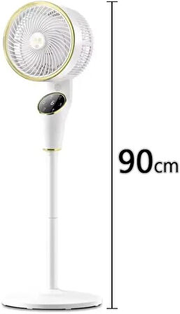 Coverzone 90cm Ultra Sessiz Ayaklı Vantilatör Uzaktan Kumandalı 360 Derece Dönüş, Dijital Ekranlı Ayarlanabilir 3 Farklı Boy Masaüstü Veya Zeminde Kullanım CVR-MX45 (Beyaz)