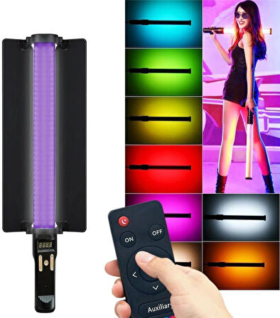 Coverzone Uzaktan Kumandalı RGB Led Çubuk Fotoğraf ve Video Çekimi Twitch Yayıncı Işık Youtuber Canlı Yayın Dekoratif Aydınlatma CVR-CA97