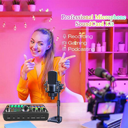 Coverzone Zealaound Podcast Mikrofon Ses Kartı Kiti Pc Smartphone Dizüstü Bilgisayar için Vlog Kayıt Canlı Akışı Youtuber Yayıncılara Uygun P300