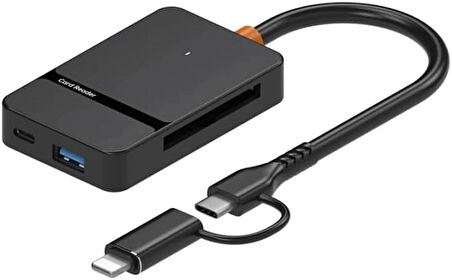 Coverzone Çoklayıcı Adaptör 8 in 1 Lightning/Type-c To USB A, SD TF MS/Macbook uyumlu Çevirici Adaptör Çok Portlu Çoklayıcı 8 in 1 USB HUB ADS-315 