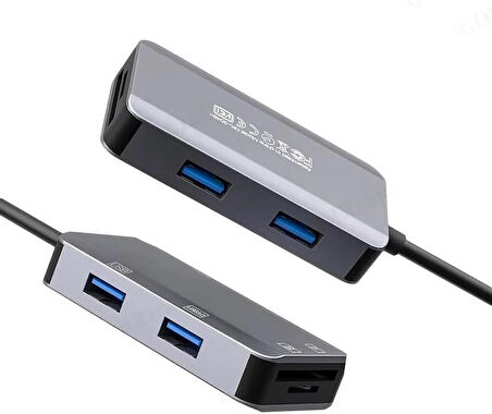 Coverzone Çoklayıcı Adaptör 6 in 1 USB To USB A, SD Kart TF Kart Macbook uyumlu Çevirici Adaptör Çok Portlu Çoklayıcı 6 in 1 USB HUB ZR786