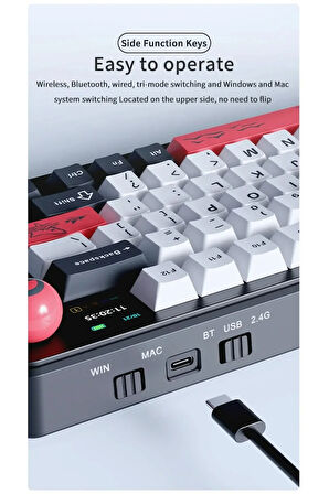 Ajazz Ak820 Max Plus Mute Switch 3 Modlu Mekanik Oyun Klavyesi-tft Ekranlı-ultra Sessiz Rgb-hot Swap