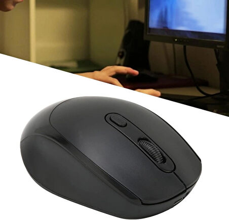 Coverzone Kablosuz Mouse USB Dongle Bağlantı Dizüstü Bilgisayar ve Pc ile Uyumlu 1200 DPI, Şarjlı Bilgisayar Faresi G02 Siyah