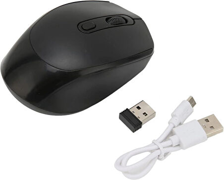 Coverzone Kablosuz Mouse USB Dongle Bağlantı Dizüstü Bilgisayar ve Pc ile Uyumlu 1200 DPI, Şarjlı Bilgisayar Faresi G02 Siyah