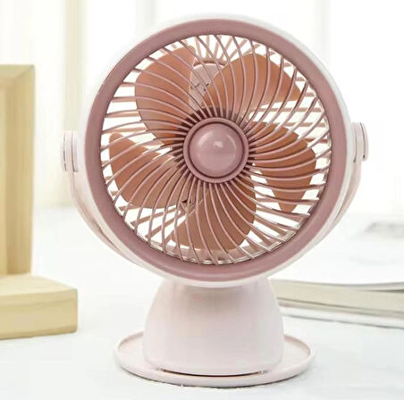 Coverzone Taşınabilir Mini USB Şarjlı Fan Kıskaçlı Masa Kenarına 3 Kademeli Hız Ayarı Şarj Edilebilir Mini Vantilatör Soğutucu 14cm Mini Fan YS2285 Pembe