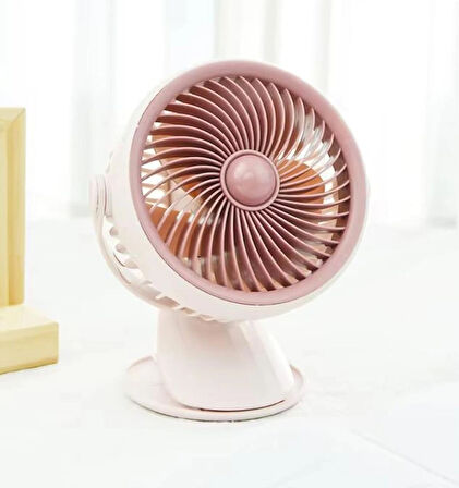 Coverzone Taşınabilir Mini USB Şarjlı Fan Kıskaçlı Masa Kenarına 3 Kademeli Hız Ayarı Şarj Edilebilir Mini Vantilatör Soğutucu 14cm Mini Fan YS2285 Pembe