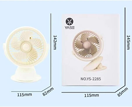 Coverzone Taşınabilir Mini USB Şarjlı Fan Kıskaçlı Masa Kenarına 3 Kademeli Hız Ayarı Şarj Edilebilir Mini Vantilatör Soğutucu 14cm Mini Fan YS2285 Pembe