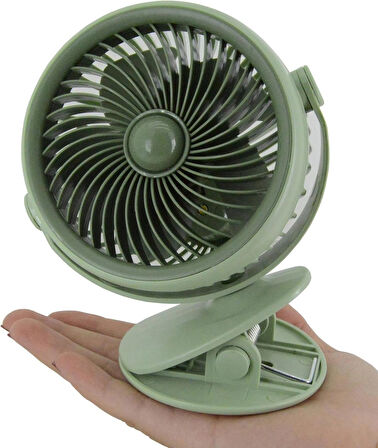 Coverzone Taşınabilir Mini USB Şarjlı Fan Kıskaçlı Masa Kenarına 3 Kademeli Hız Ayarı Şarj Edilebilir Mini Vantilatör Soğutucu 14cm Mini Fan YS2285 Yeşil