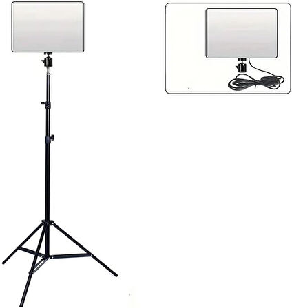 Coverzone Beyaz Led Aydınlatma Yayıncı Işığı Youtuber Twich Yayın Işığı Ürün Görsel Fotoğraflama Tripodlu Aydınlatma 23cm x 16cm (PL-26 Led Işık + Tripod)