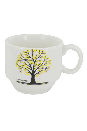 Ağaç Temalı 200 ml Seramik Kupa Bardak Çay ve Kahve Servisleriniz için Renkli Tasarım