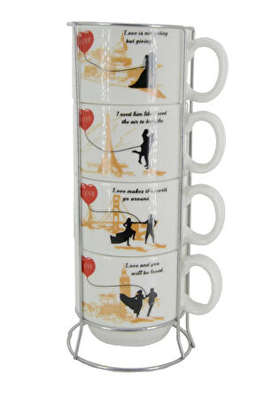 Love and Travel Temalı 200 ml Seramik Kupa Bardak Çay ve Kahve Servisleriniz için Renkli Tasarım