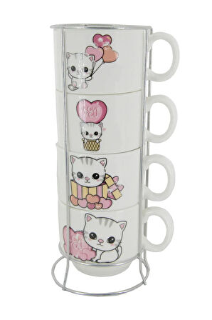 I Love Cats Temalı 200 ml Seramik Kupa Bardak Çay ve Kahve Servisleriniz için Renkli Tasarım