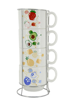 Meyve Temalı 200 ml Seramik Kupa Bardak Çay ve Kahve Servisleriniz için Renkli Tasarım