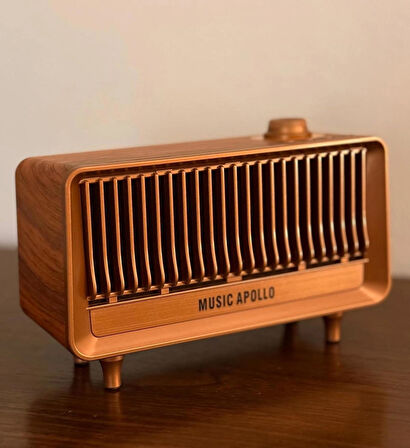 Coverzone Yeni Nesil Retro Radyo Görünümlü Speaker USB TF Aux Bluetooth Müzik Kutusu Retro Teleskopik Anten Type-C Şarj Edilebilir Kahverengi B3