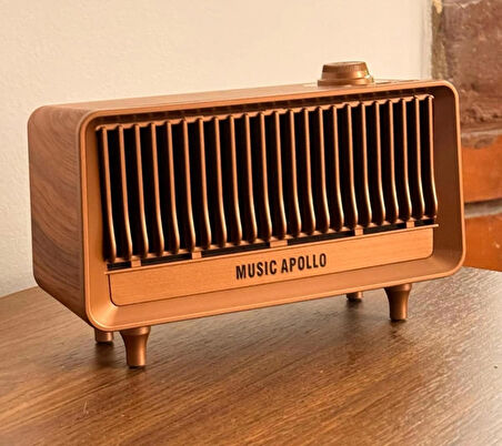 Coverzone Yeni Nesil Retro Radyo Görünümlü Speaker USB TF Aux Bluetooth Müzik Kutusu Retro Teleskopik Anten Type-C Şarj Edilebilir Kahverengi B3