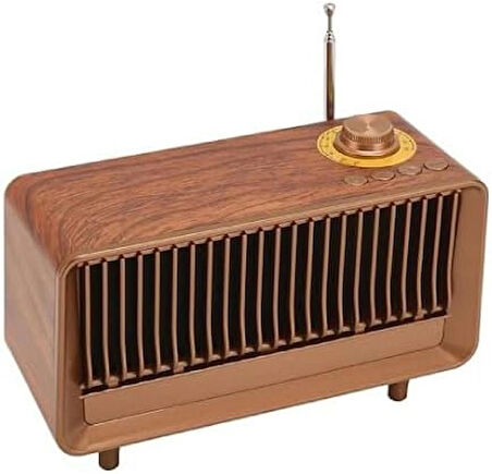 Coverzone Yeni Nesil Retro Radyo Görünümlü Speaker USB TF Aux Bluetooth Müzik Kutusu Retro Teleskopik Anten Type-C Şarj Edilebilir Kahverengi B3