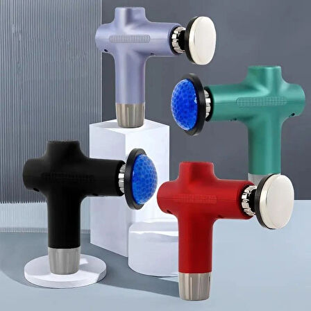 Coverzone Yeni Nesil Masaj Aleti Isıtmalı Derin Doku Kas Masaj Tabancası Masajı 20W Type-C Hızlı Şarj Girişli 6 Farklı Masaj Başlıklı CVR711 Kırmızı