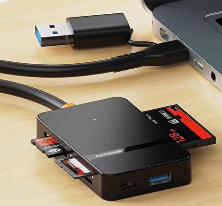 Coverzone Çoklayıcı Adaptör 7 in 1 USB/Type-c To USB A, USB C Macbook uyumlu Çevirici Adaptör Çok Portlu Çoklayıcı 7 in 1 USB HUB Tip C (ADS-316)