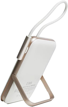 Coverzone Magsafe Uyumlu Powerbank PD20W Dahili Type-C Kablolu Dijital Göstergeli 10000 mAh Kablosuz Şarj iPhone 15 16 Uyumlu Güç Bankası CDB001 (Natural Grey)