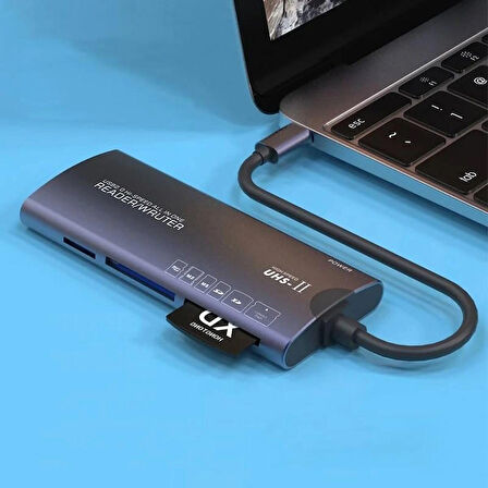 Coverzone Kart Okuyucu Type-c Kablolu Çoklu Portatif Taşınabilir Tip C Card Reader TF/SD/MS /M2 /XD/CF Card Memory Stick Tak Çalıştır (ZR803 - Type C Kablo)