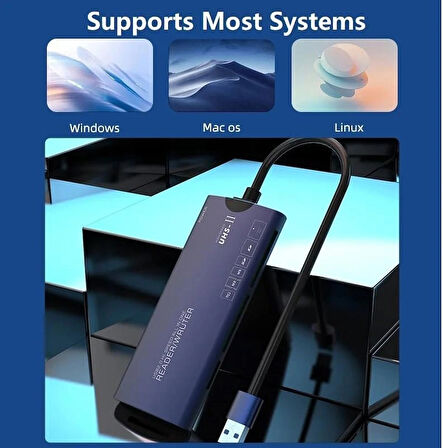 Coverzone Kart Okuyucu Type-c Kablolu Çoklu Portatif Taşınabilir Tip C Card Reader TF/SD/MS /M2 /XD/CF Card Memory Stick Tak Çalıştır (ZR803 - Type C Kablo)