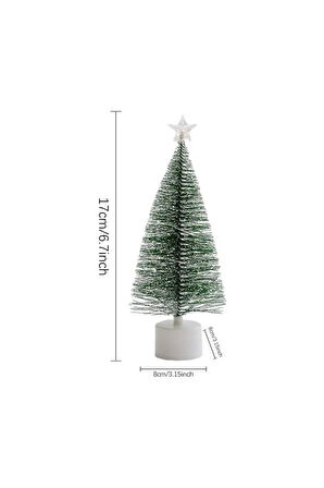 1 Adet Işıklı Mini Yılbaşı Ağacı Masaüstü Aydınlatma Dekoratif Hediyelik Noel Pilli Çam Ağaç 17 Cm