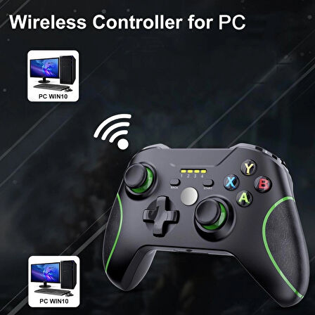 Coverzone PC360 Kablosuz Oyun Kolu PC Uyumlu 450mAh Şarjlı Joystick Wireless GamePad USB Dongle, Özel Kaymaz Tasarım Siyah