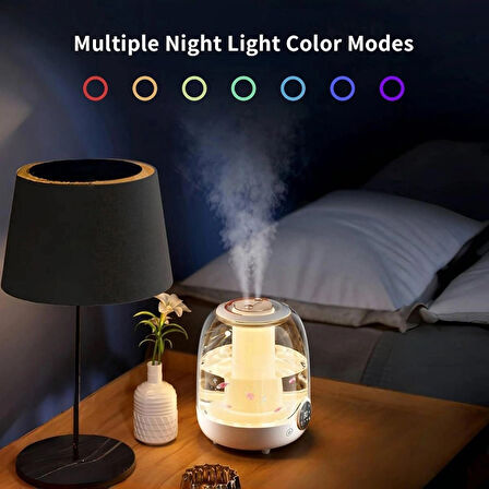 Coverzone 3 Litre Kapasiteli Humidifier Buhar Makinesi Nemlendirici Aroma Terapi Difüzörü  21x16 cm Ev Ofis Spa Oda Nemlendirici K07 (Beyaz)
