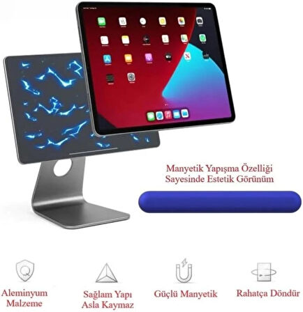 Coverzone Profesyonel Tablet Stant iPad Pro 11 inç ile Uyumlu iPad Pro 12.9 Inç ile Uyumlu M1/M2 4. Nesil Ve 5. Nesil Uyumlu Magnetic/Mıknatıslı Ayarlanabilir Tablet Standı MGN-20