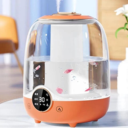 Coverzone 3 Litre Kapasiteli Humidifier Buhar Makinesi Nemlendirici Aroma Terapi Difüzörü  21x16 cm Ev Ofis Spa Oda Nemlendirici K07 (Turuncu)