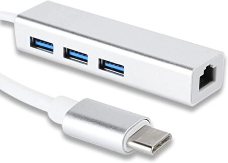 Coverzone Type-C To USB Çevirici Macbook Uyumlu Çevirici Adaptör Çok Portlu Çoklayıcı Tip C To RJ45 Adaptör 4in1 (ZR115-A)