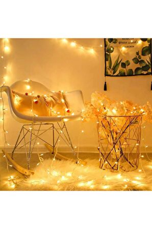50 Metre Fişli Sarı Led Işık Noel Yılbaşı Ağacı Işığı Led Ampül Çam Ağacı Balkon Salon Süsleme