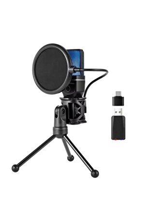 RGB Kablosuz Bilgisayar Mikrofon 20-20kHz ANC Gürültü Engelleme Profesyonel Podcast Mikrofon SF-777W