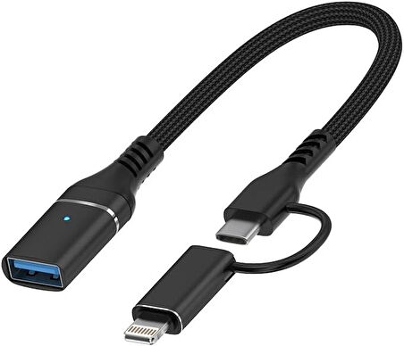 Coverzone 2 in 1 5Gbps Type-C and 8 Pin to USB 3.0 OTG Adaptör Telefon ve Notebook Uyumlu ADS-619