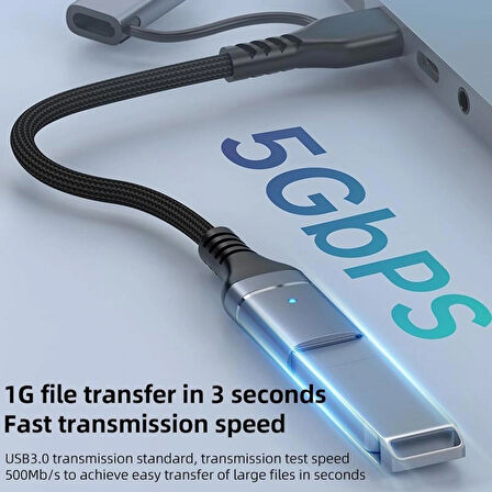 Coverzone 2 in 1 5Gbps Type-C and 8 Pin to USB 3.0 OTG Adaptör Telefon ve Notebook Uyumlu ADS-619