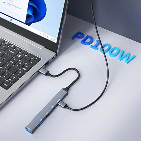 Coverzone PD100W 5Gbps 5in1 Extender Çevirici, Type-C ve USB Hub, Type-C ve USB Çıkışlı USB C Hub Adaptörü Macbook ile Uyumlu ZR869