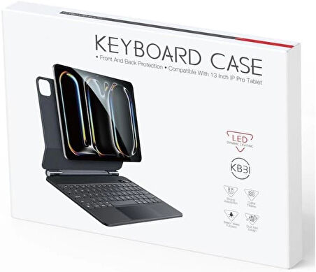 Coverzone iPad Pro 13 inch (2024) ile Uyumlu Case Magic Keyboard Folio Utra Slim Klavyeli Tablet Kılıfı KB31