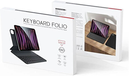 Coverzone iPad Pro 11 ile Uyumlu (2018-2020 - 2021-2022) Case Magic Keyboard Folio Utra Slim Klavyeli Tablet Kılıfı KB23