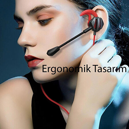 Coverzone Kulakiçi Oyun Kulaklıkları, Kablolu ve Mikrofonlu Kulak içi kulaklıklar, Gürültü Engelleme, 3,5mm Earphone, Telefon Uyumlu REP-L19