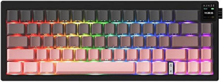 Coverzone Ajazz AK650 Kablosuz Mekanik Klavye 3 Modlu TFT Ekranlı Hot-Swap-65 Tuşlu RGB Pembe/Dream Switch