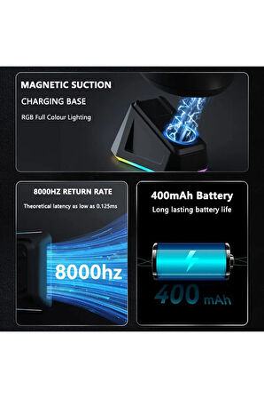 AJAZZ AJ159 PRO 3 Modlu 8000Hz 26.000 DPI Manyetik Şarj İstasyon PAW 3395 Optik Sensör Gaming Mouse