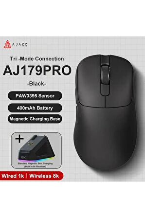 AJAZZ AJ179 PRO 3 Modlu 8000Hz 26.000 DPI Manyetik Şarj İstasyon PAW 3395 Optik Sensör Gaming Mouse