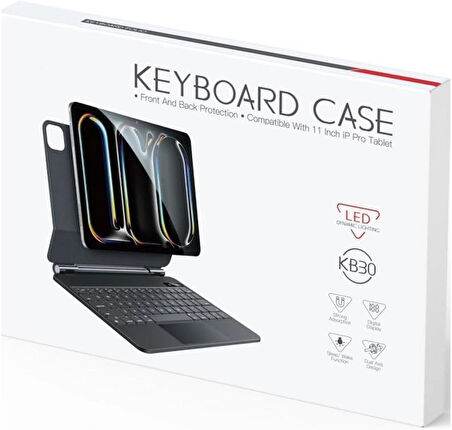 Coverzone iPad Pro 11 (2024) ile Uyumlu TouchPad Case Magic Keyboard Folio Utra Slim Klavyeli Tablet Kılıfı KB30